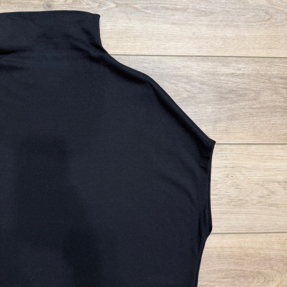 Kal Rieman Black Ponte Funnel Neck Tunic Top Oversized Cap Sleeve Minimalist M - Picture 4 of 10